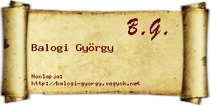 Balogi György névjegykártya