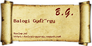 Balogi György névjegykártya